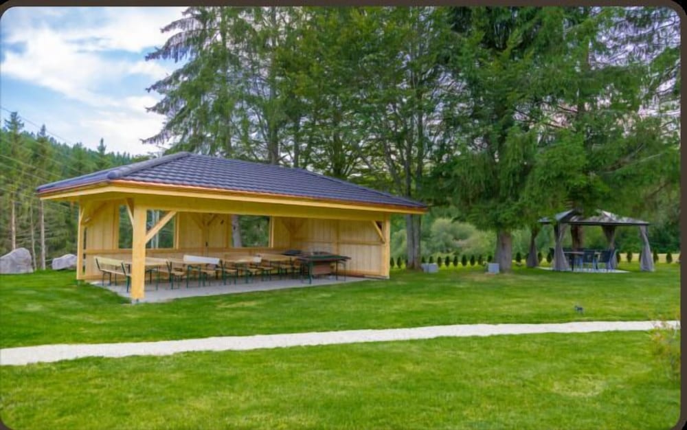 Outdoor banquet area