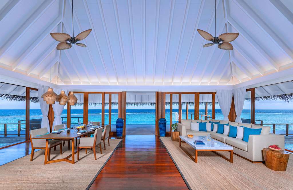 Anantara Kihavah Two bedroom Sunset Over Water Pool Residence Living Room