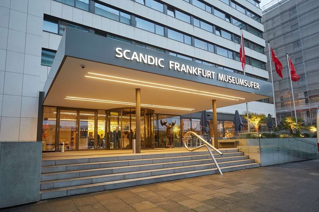 Scandic Frankfurt Museumsufer exterior entrance evening