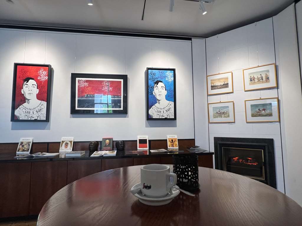 Some of the art and pictures in the lobby of the Hansa Apart-Hotel.