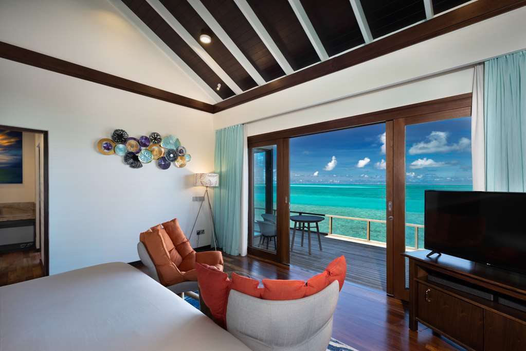 ATMOSPHERE KANIFUSHI WATER VILLA BEDROOM WITH VIEW