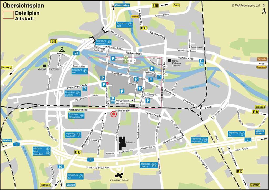 A map of Regensburg.