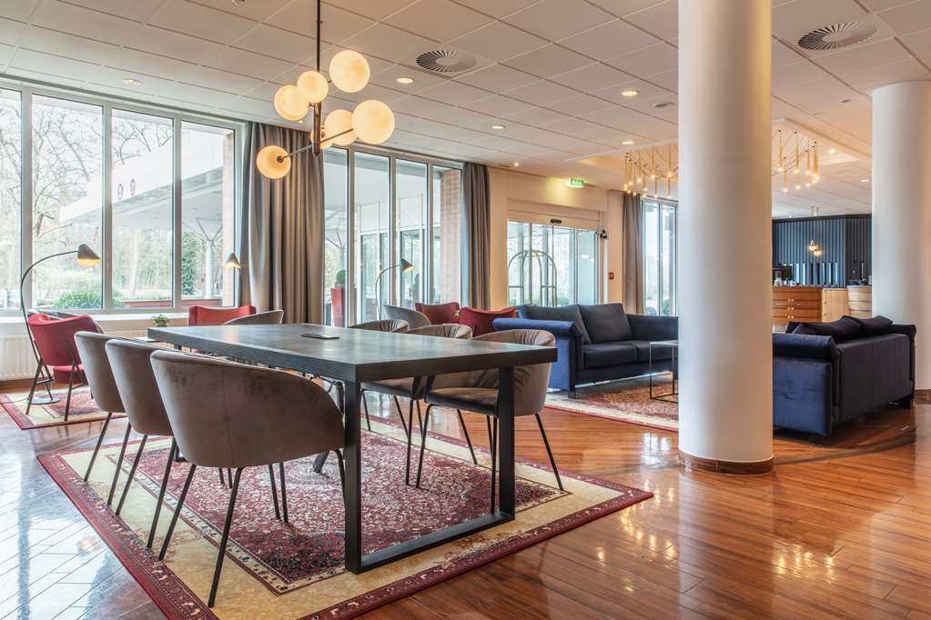 Communal table in lobby