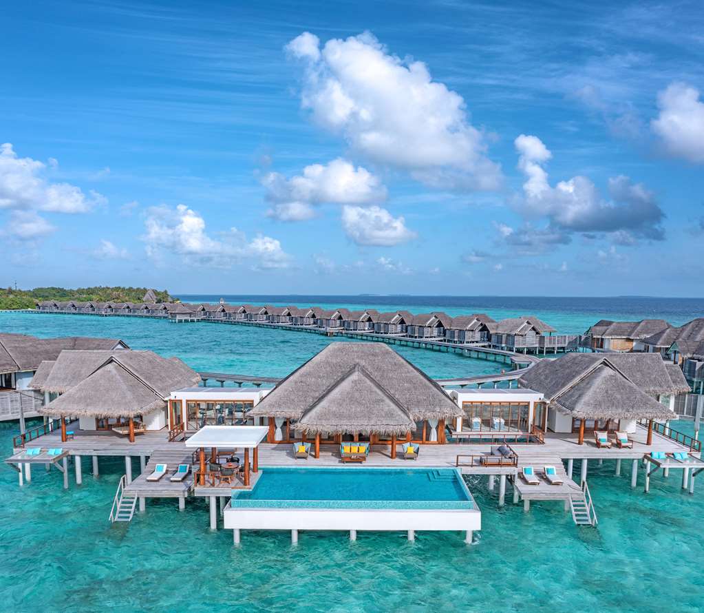 Anantara Kihavah Two bedroom Sunset Over Water Pool Residence Aerial Daylight