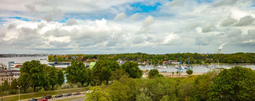 View on the Rostock city harbor